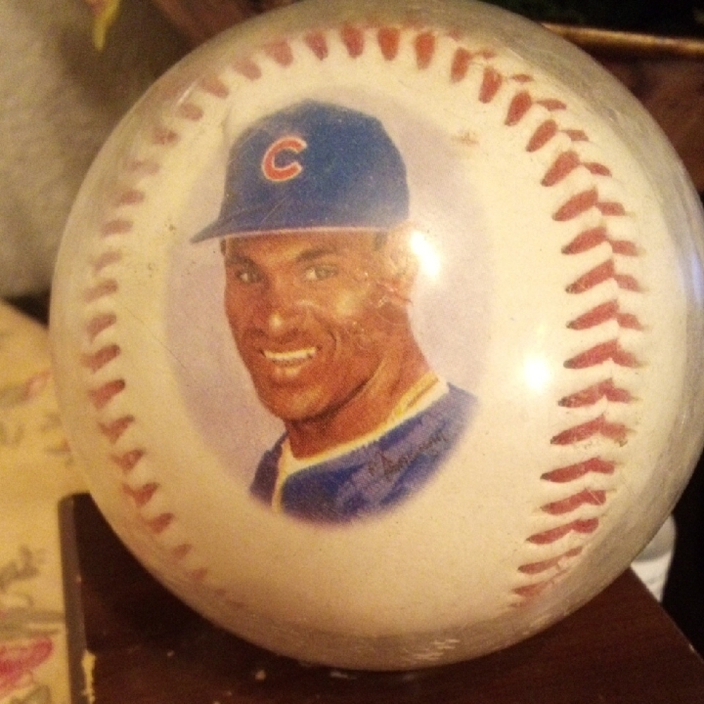 Baseball with Player Portrait and Blue Cap